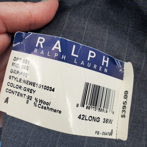 New Ralph Lauren charcoal pinstripe two button blazer 44Long - Picture 5 of 16